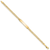 14k Polished Semi-Solid Chain/Solid Plate Curb Link 33x6.75mm Plate 8 inch ID Bracelet